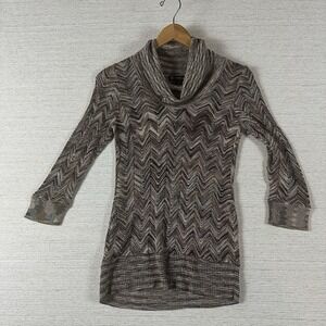 International Concepts Brown Rayon 3/4 Sleeve Cowl Neck Blouse Top Shirt Size M
